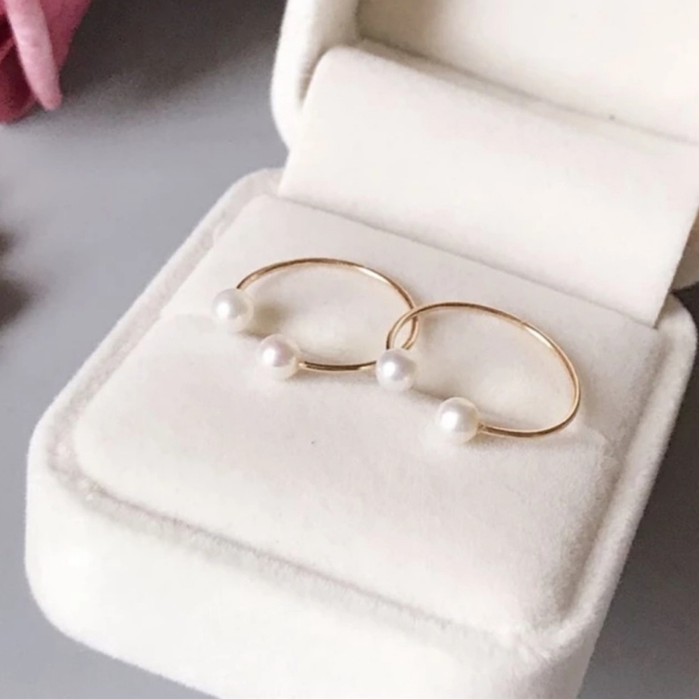 14K Gold Filled Pearl Dainty Boho Ring